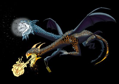 Two-headed Dragon Jakiro Colored In breathing fire and ice