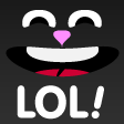 Twitch channel emoji Laughing out load LOL over black